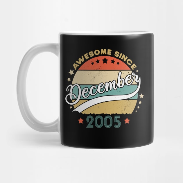 Awesome Since December 2005 Birthday Retro Sunset Vintage Funny Gift For Birthday by SbeenShirts
